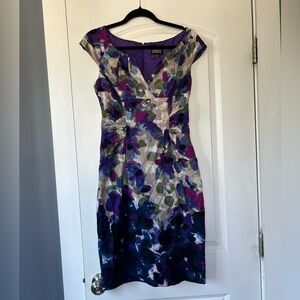 Adrianna Papell Purple and Blue Floral Dress